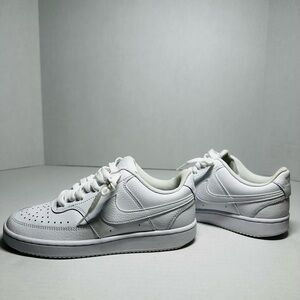 Nike Court Vision Low Next Nature Women Trainers US 6 White Leather Tennis Shoe